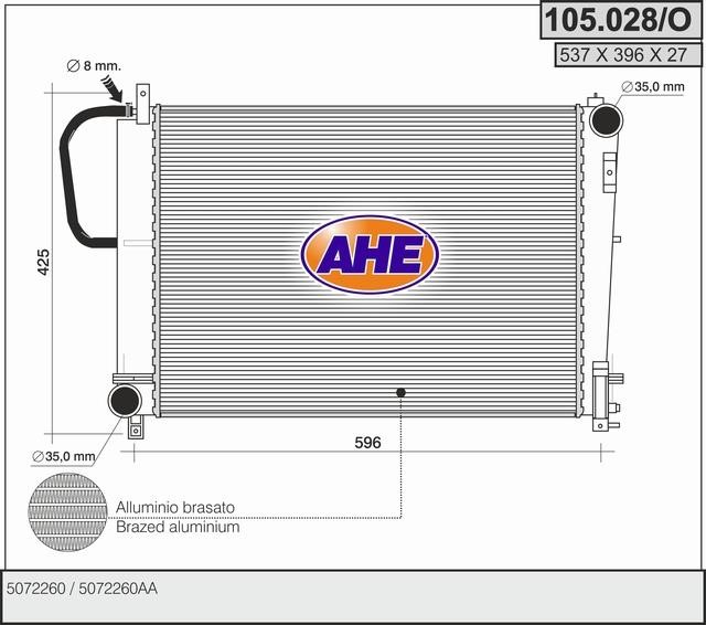 AHE 105.028/O Радіатор охолодження двигуна 105028O: Купити в Україні - Добра ціна на EXIST.UA!