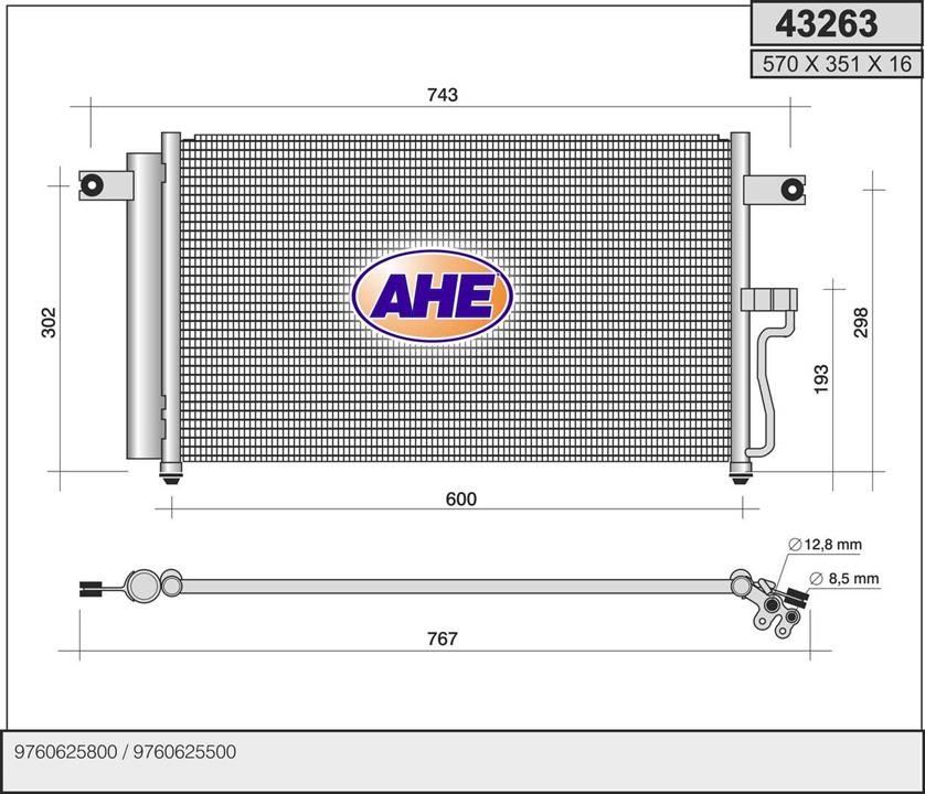 AHE 43263 Радіатор кондиціонера (Конденсатор) 43263: Купити в Україні - Добра ціна на EXIST.UA!