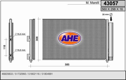 AHE 43057 Радіатор кондиціонера (Конденсатор) 43057: Купити в Україні - Добра ціна на EXIST.UA!