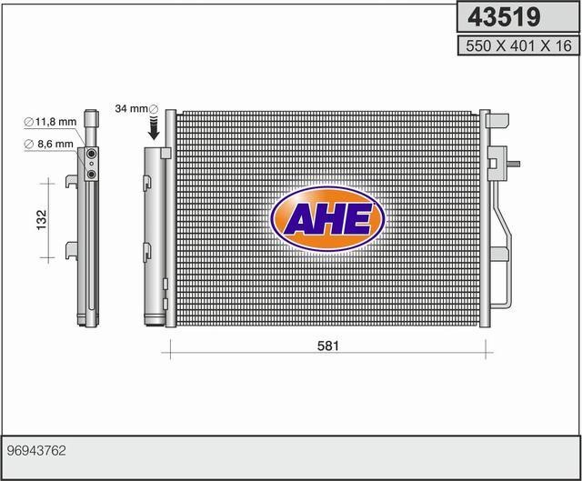 AHE 43519 Радіатор кондиціонера (Конденсатор) 43519: Купити в Україні - Добра ціна на EXIST.UA!
