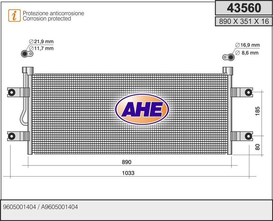 AHE 43560 Радіатор кондиціонера (Конденсатор) 43560: Приваблива ціна - Купити в Україні на EXIST.UA!