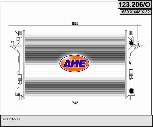 AHE 123.206/O Радіатор охолодження двигуна 123206O: Купити в Україні - Добра ціна на EXIST.UA!