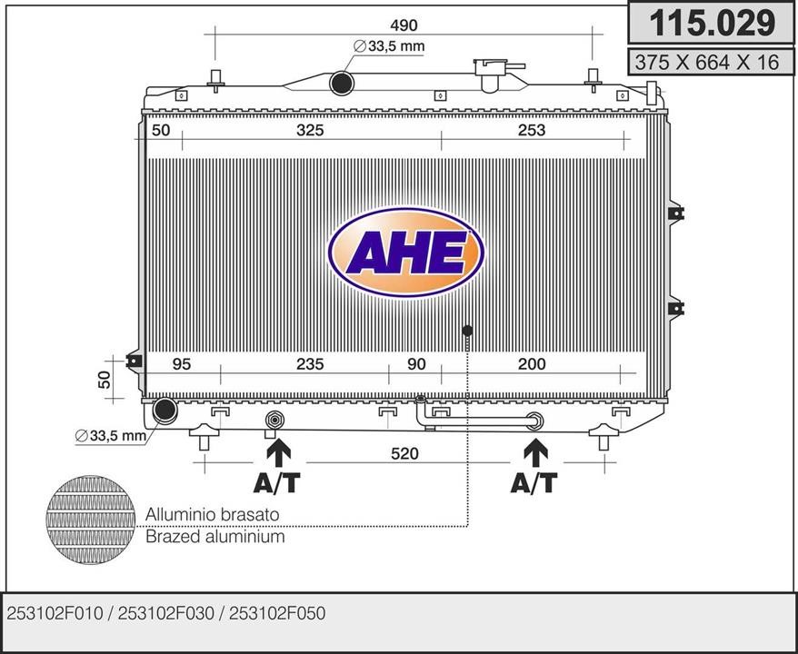 AHE 115.029 Радіатор охолодження двигуна 115029: Приваблива ціна - Купити в Україні на EXIST.UA!