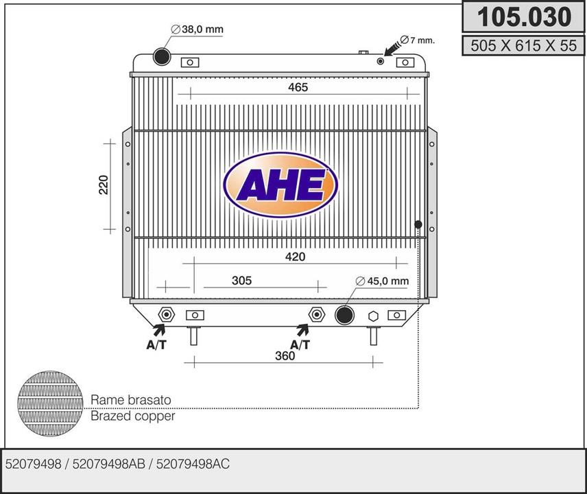 AHE 105.030 Радіатор охолодження двигуна 105030: Купити в Україні - Добра ціна на EXIST.UA!