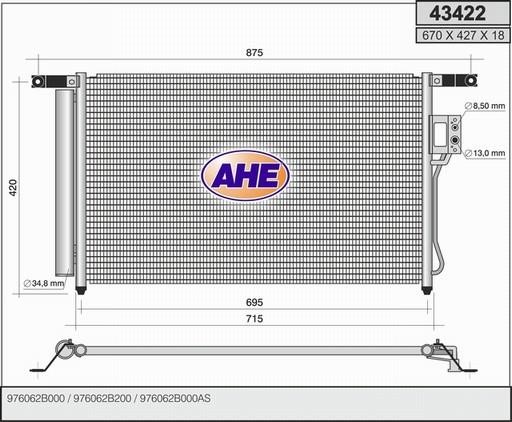 AHE 43422 Радіатор кондиціонера (Конденсатор) 43422: Купити в Україні - Добра ціна на EXIST.UA!