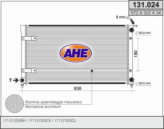 AHE 131.024 Радіатор охолодження двигуна 131024: Купити в Україні - Добра ціна на EXIST.UA!