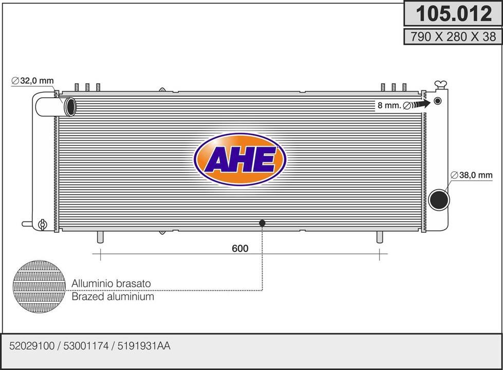 AHE 105.012 Радіатор охолодження двигуна 105012: Купити в Україні - Добра ціна на EXIST.UA!