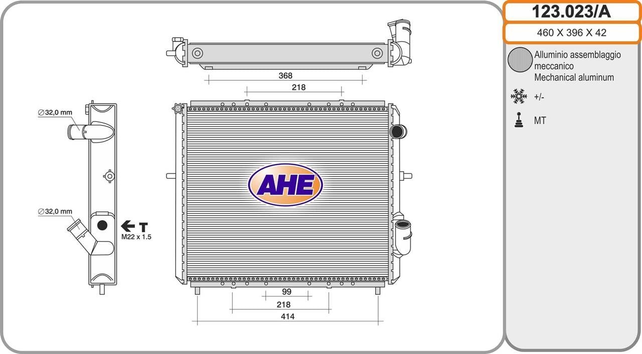 AHE 123.023/A Радіатор охолодження двигуна 123023A: Купити в Україні - Добра ціна на EXIST.UA!