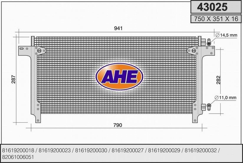 AHE 43025 Радіатор кондиціонера (Конденсатор) 43025: Купити в Україні - Добра ціна на EXIST.UA!