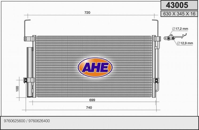 AHE 43005 Радіатор кондиціонера (Конденсатор) 43005: Купити в Україні - Добра ціна на EXIST.UA!