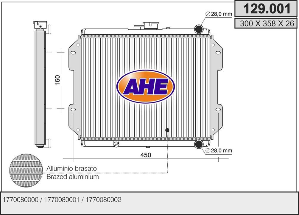 AHE 129.001 Радіатор охолодження двигуна 129001: Купити в Україні - Добра ціна на EXIST.UA!