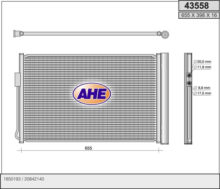 AHE 43558 Радіатор кондиціонера (Конденсатор) 43558: Купити в Україні - Добра ціна на EXIST.UA!