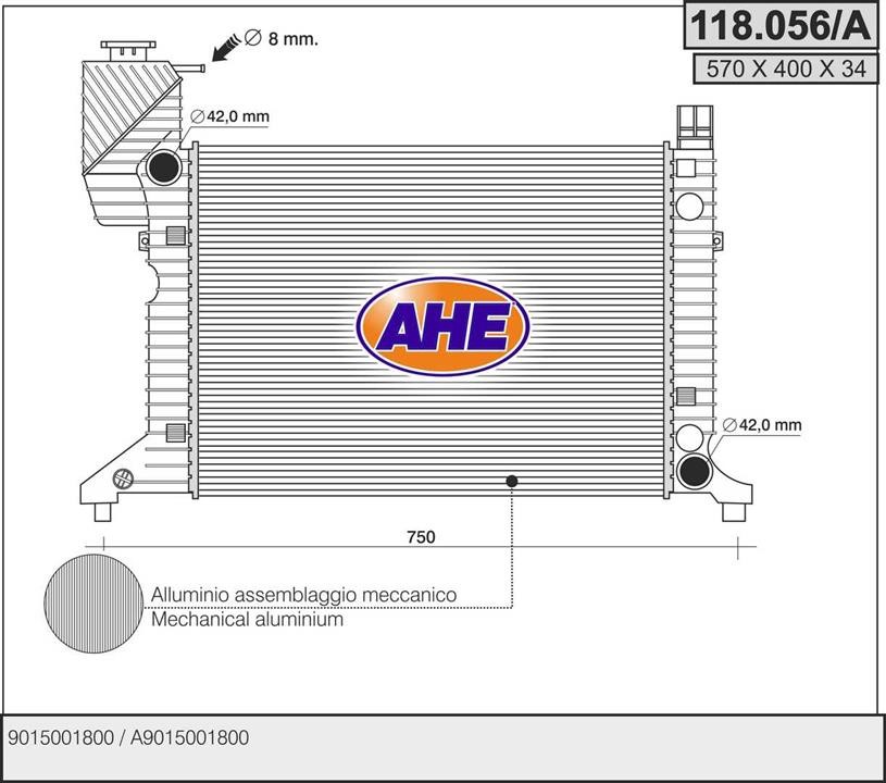 AHE 118.056/A Радіатор охолодження двигуна 118056A: Купити в Україні - Добра ціна на EXIST.UA!