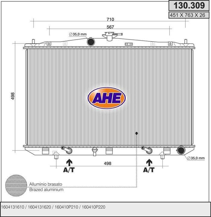 AHE 130.309 Радіатор охолодження двигуна 130309: Купити в Україні - Добра ціна на EXIST.UA!