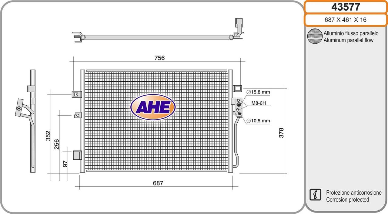 AHE 43577 Радіатор кондиціонера (Конденсатор) 43577: Купити в Україні - Добра ціна на EXIST.UA!