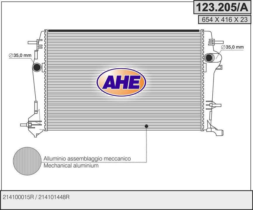 AHE 123.205/A Радіатор охолодження двигуна 123205A: Купити в Україні - Добра ціна на EXIST.UA!