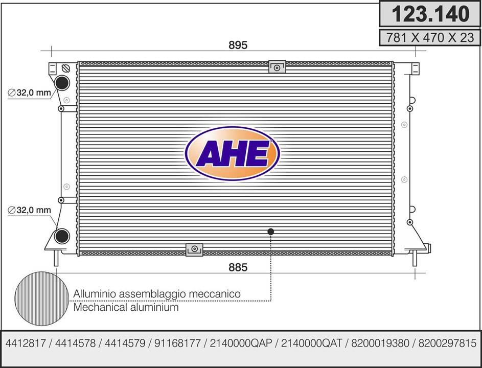 AHE 123.140 Радіатор охолодження двигуна 123140: Купити в Україні - Добра ціна на EXIST.UA!