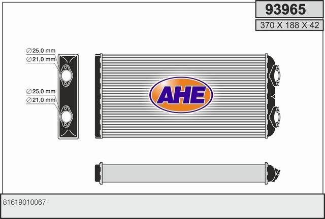 AHE 93965 Радіатор опалювача салону 93965: Купити в Україні - Добра ціна на EXIST.UA!