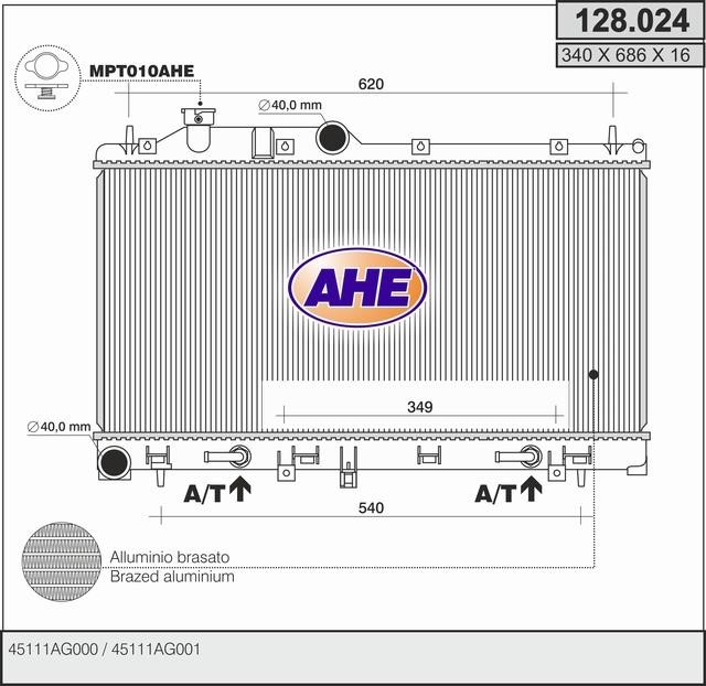 AHE 128.024 Радіатор охолодження двигуна 128024: Купити в Україні - Добра ціна на EXIST.UA!