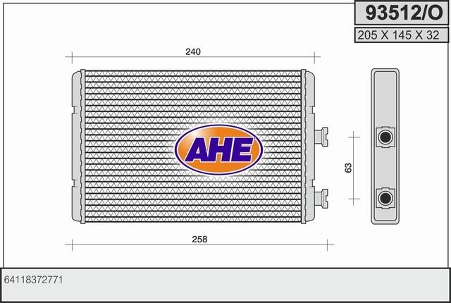 AHE 93512/O Радіатор опалювача салону 93512O: Купити в Україні - Добра ціна на EXIST.UA!