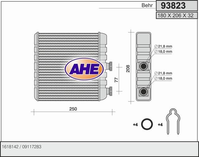 AHE 93823 Радіатор опалювача салону 93823: Купити в Україні - Добра ціна на EXIST.UA!