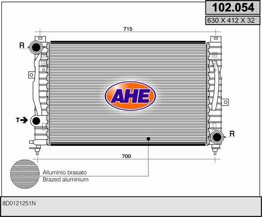 AHE 102.054 Радіатор охолодження двигуна 102054: Купити в Україні - Добра ціна на EXIST.UA!