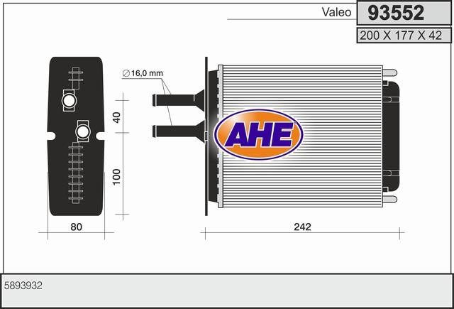 AHE 93552 Радіатор опалювача салону 93552: Купити в Україні - Добра ціна на EXIST.UA!