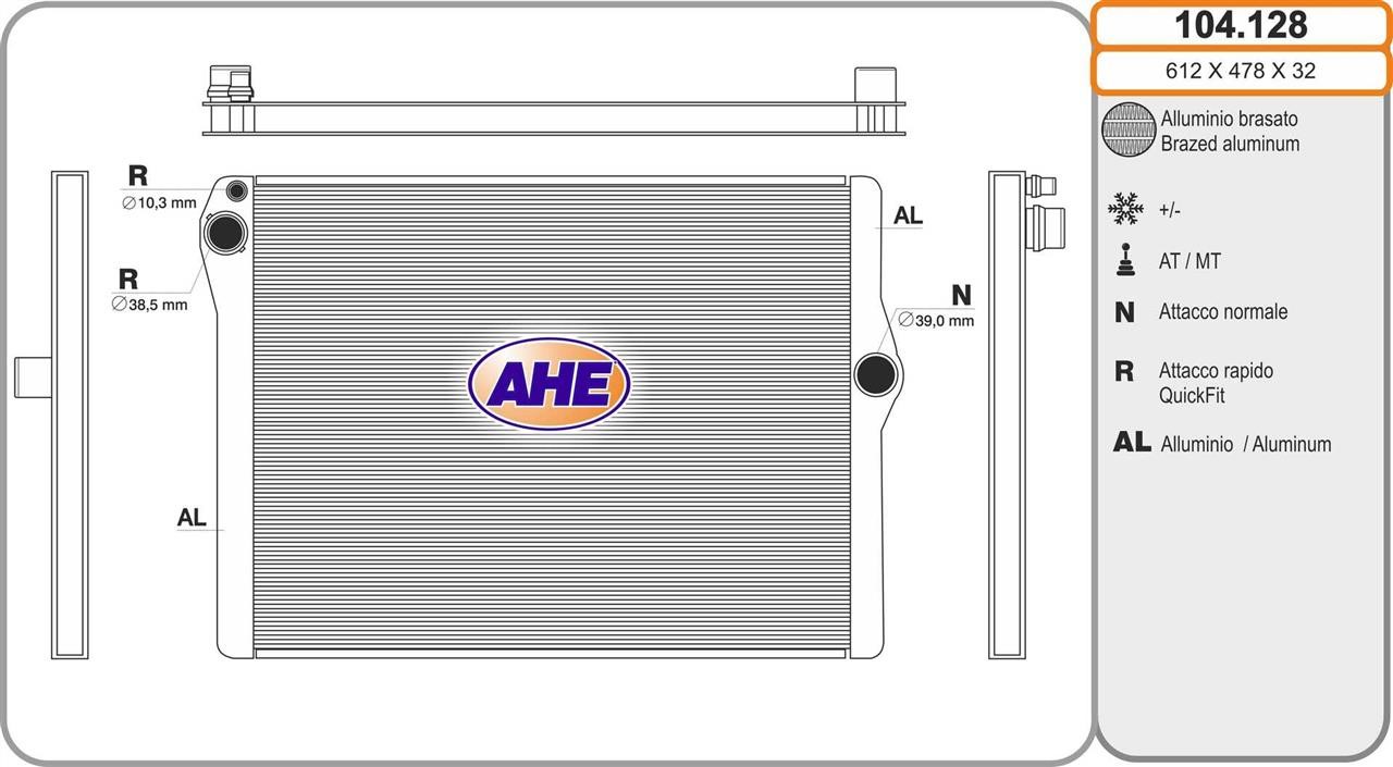 AHE 104128 Радіатор охолодження двигуна 104128: Купити в Україні - Добра ціна на EXIST.UA!