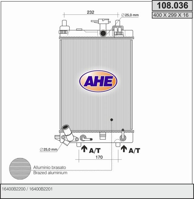 AHE 108036 Радіатор охолодження двигуна 108036: Купити в Україні - Добра ціна на EXIST.UA!