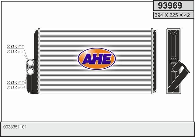 AHE 93969 Радіатор опалювача салону 93969: Купити в Україні - Добра ціна на EXIST.UA!