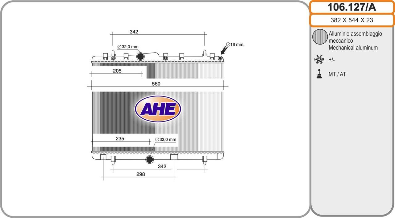 AHE 106.127/A Радіатор охолодження двигуна 106127A: Купити в Україні - Добра ціна на EXIST.UA!