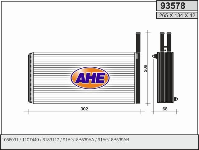 AHE 93578 Радіатор опалювача салону 93578: Купити в Україні - Добра ціна на EXIST.UA!