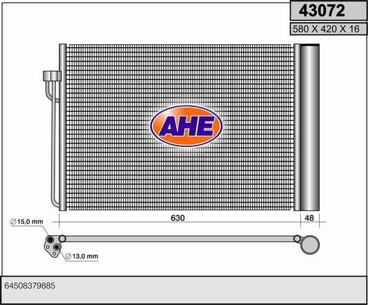 AHE 43072 Радіатор кондиціонера (Конденсатор) 43072: Купити в Україні - Добра ціна на EXIST.UA!