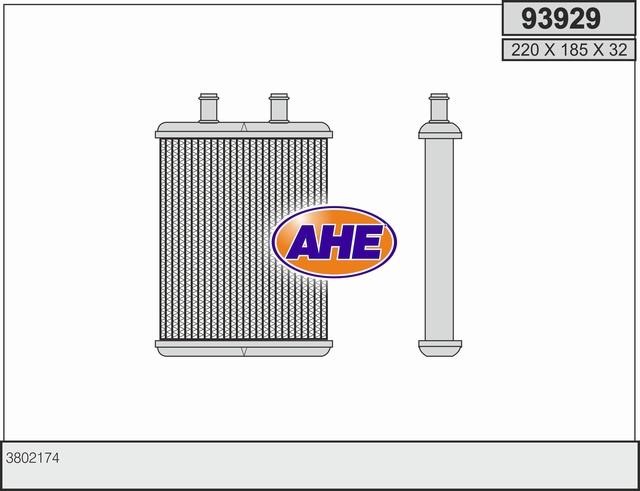 AHE 93929 Радіатор опалювача салону 93929: Купити в Україні - Добра ціна на EXIST.UA!
