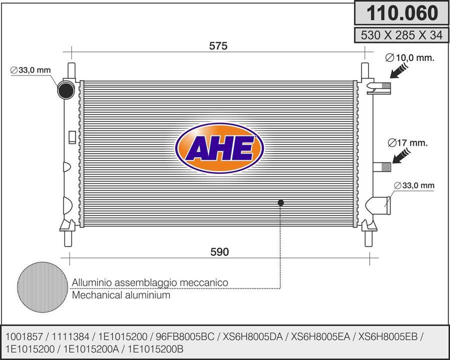 AHE 110.060 Радіатор охолодження двигуна 110060: Купити в Україні - Добра ціна на EXIST.UA!