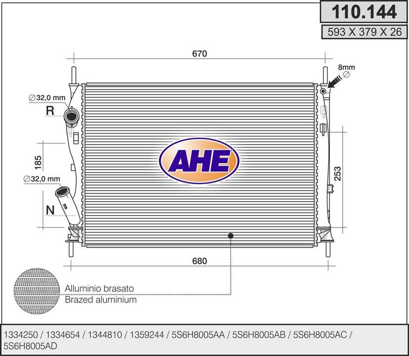 AHE 110.144 Радіатор охолодження двигуна 110144: Купити в Україні - Добра ціна на EXIST.UA!