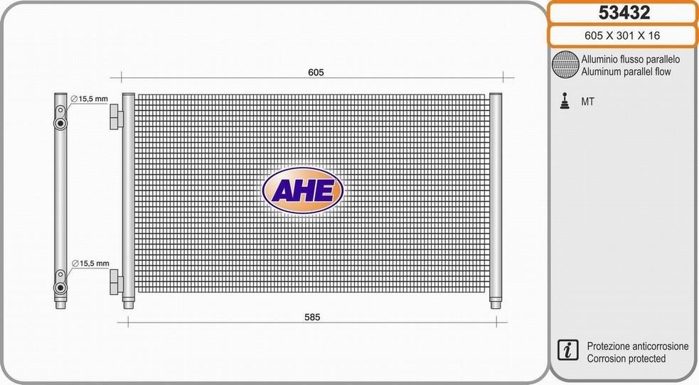 AHE 53432 Радіатор кондиціонера (Конденсатор) 53432: Купити в Україні - Добра ціна на EXIST.UA!
