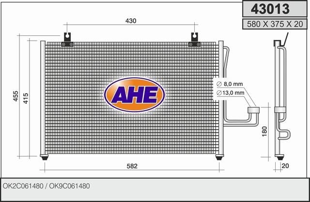 AHE 43013 Радіатор кондиціонера (Конденсатор) 43013: Купити в Україні - Добра ціна на EXIST.UA!