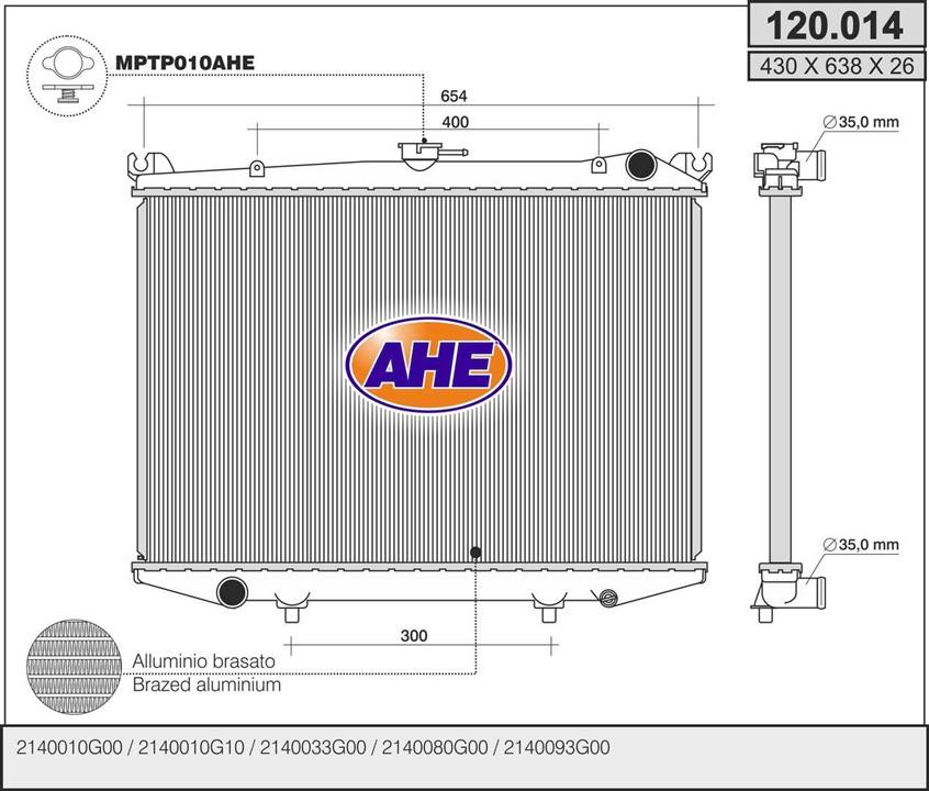 AHE 120.014 Радіатор охолодження двигуна 120014: Купити в Україні - Добра ціна на EXIST.UA!