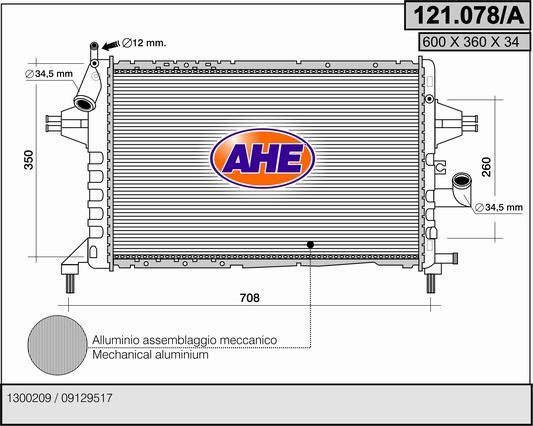 AHE 121.078/A Радіатор охолодження двигуна 121078A: Купити в Україні - Добра ціна на EXIST.UA!