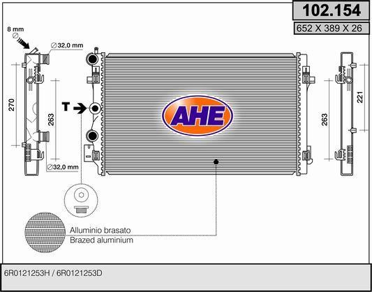 AHE 102.154 Радіатор охолодження двигуна 102154: Купити в Україні - Добра ціна на EXIST.UA!
