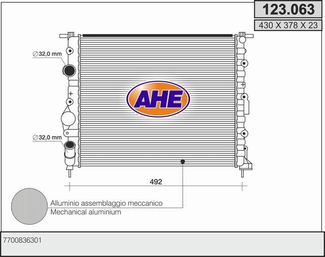 AHE 123.063 Радіатор охолодження двигуна 123063: Купити в Україні - Добра ціна на EXIST.UA!