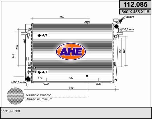 AHE 112.085 Радіатор охолодження двигуна 112085: Купити в Україні - Добра ціна на EXIST.UA!