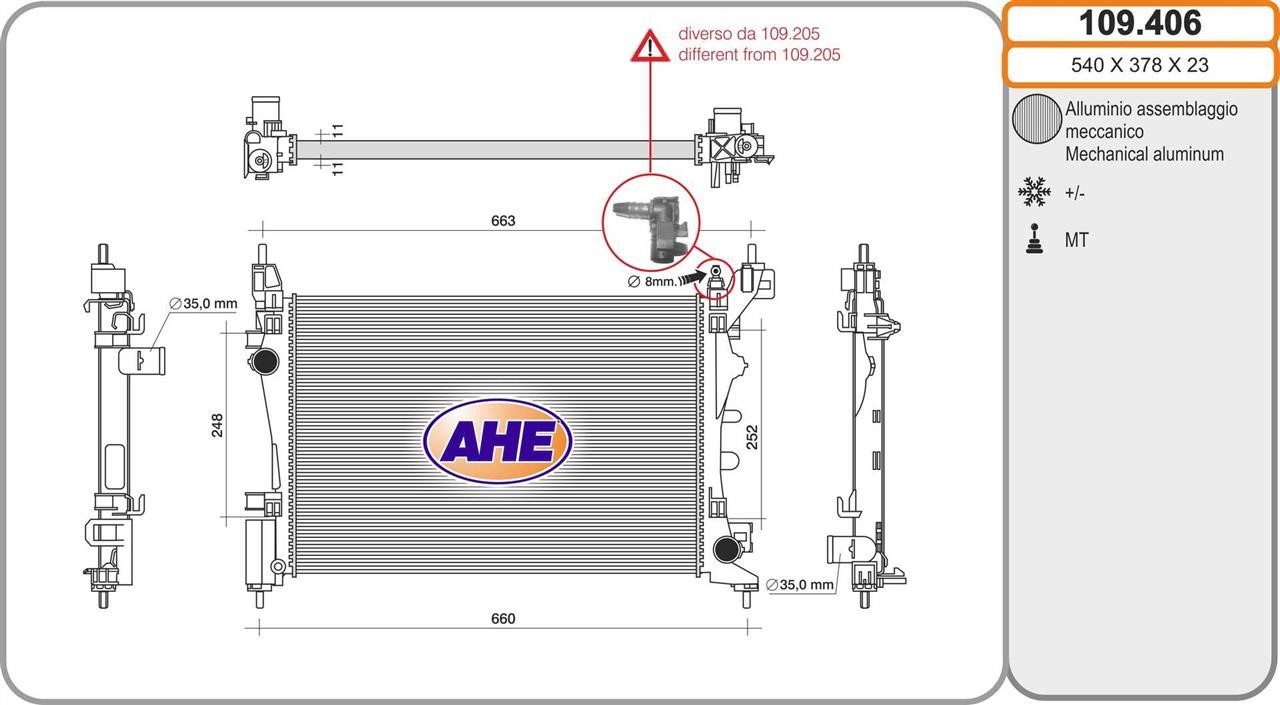 AHE 109.406 Радіатор охолодження двигуна 109406: Купити в Україні - Добра ціна на EXIST.UA!