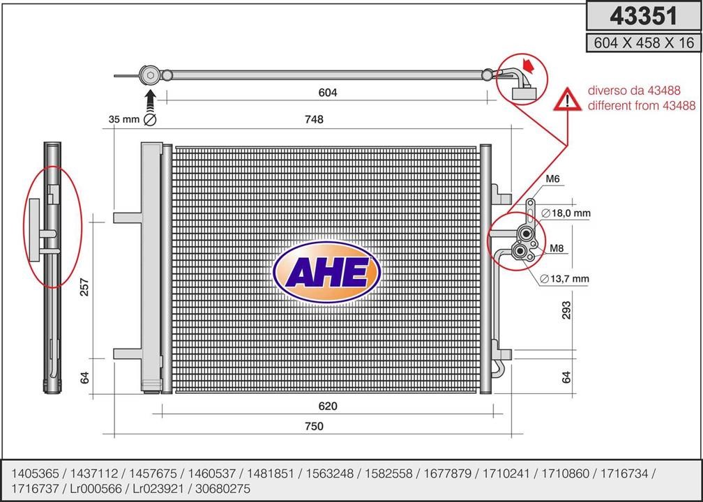 AHE 43351 Радіатор кондиціонера (Конденсатор) 43351: Купити в Україні - Добра ціна на EXIST.UA!