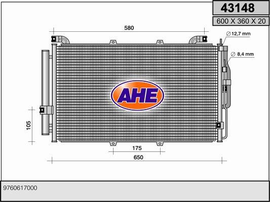 AHE 43148 Радіатор кондиціонера (Конденсатор) 43148: Приваблива ціна - Купити в Україні на EXIST.UA!