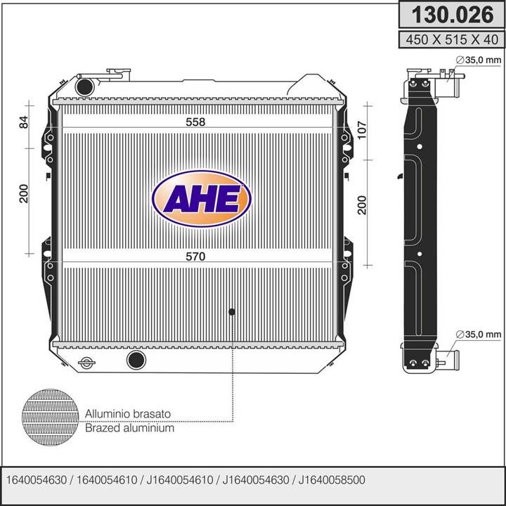 AHE 130.026 Радіатор охолодження двигуна 130026: Купити в Україні - Добра ціна на EXIST.UA!