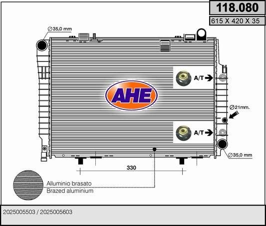 AHE 118.080 Радіатор охолодження двигуна 118080: Купити в Україні - Добра ціна на EXIST.UA!