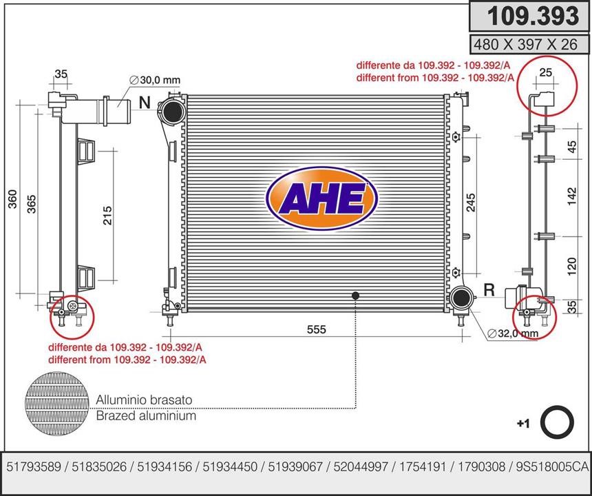 AHE 109.393 Радіатор охолодження двигуна 109393: Купити в Україні - Добра ціна на EXIST.UA!