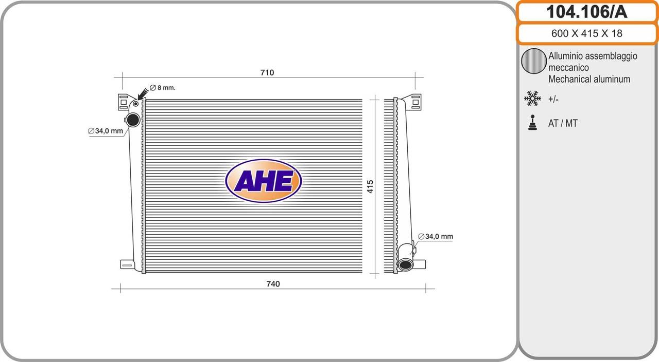 AHE 104.106/A Радіатор охолодження двигуна 104106A: Купити в Україні - Добра ціна на EXIST.UA!
